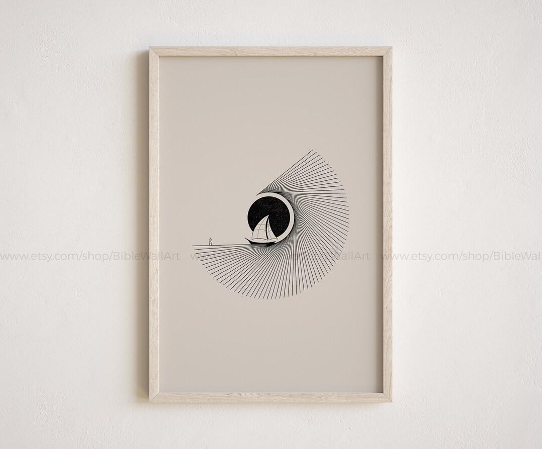 Jesus Walking on Water, Abstract Christian Printable Art, Christian