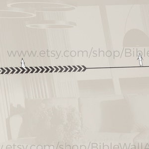 May include: A black and white illustration of two figures walking in opposite directions on a line with a black and white arrow pointing to the right. The text "wallArt www.etsy.com/shop/BibleWallArt" is at the top of the image.