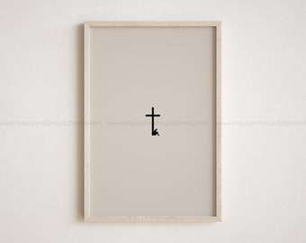 Al pie de la cruz - Arte Religioso Minimalista, Decoración Cristiana Moderna, Arte de Redención, Arte de Crucifixión, Signo de Pascua, Decoración de Pascua
