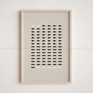 Jesús alimenta a 5000 personas con dos peces y cinco panes, lección bíblica de Mateo 14, decoración de cocina cristiana abstracta, arte minimalista de Jesús