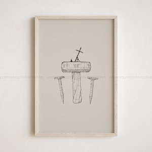 Crucifixion Art Print: Minimalist Biblical Easter Decor (Digital Download)