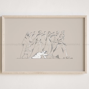 Woman Healed by Jesus – Touching the Hem of His Garment Bible Story Print Faith Over Fear Modern Christian Wall Art Poster Home Decor Gift