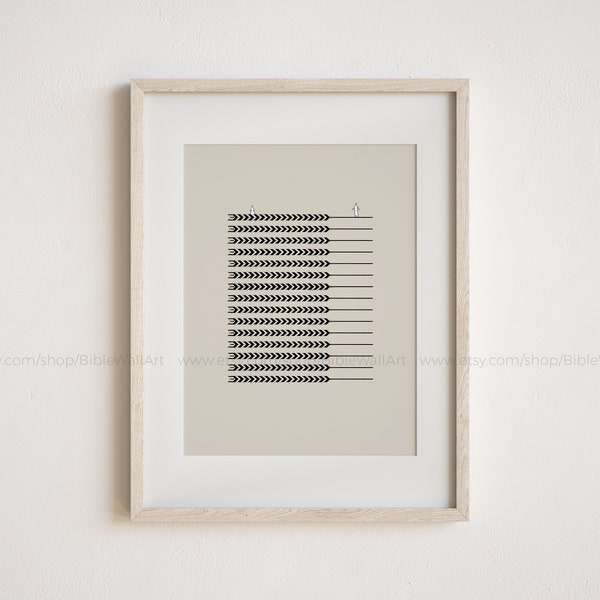 Arte mural de Rut y Booz: historia de amor bíblica, impresión, fe cristiana, beige, decoración del hogar, arte inspirador de pareja bíblica del Antiguo Testamento, Rut 2:12