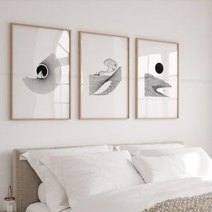 Set di 3 stampe di Gesù Cristo, poster cristiani astratti, set di 3 stampe cristiane minimaliste, decorazioni con scritture in bianco e nero
