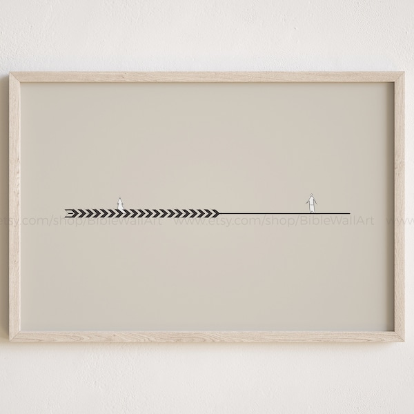 ルツとボアズの壁アート – 聖書の愛の物語プリント キリスト教の信仰 ベージュ ホームデコレーション 旧約聖書のインスピレーションを与える聖書のカップルアート ルツ記 2:12