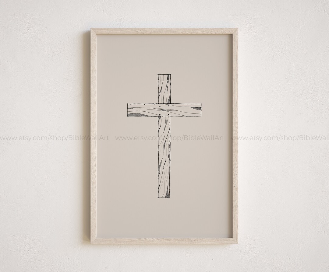 Cross Print – Bible Sketch Minimalist Christian Wall Art Inspirational ...