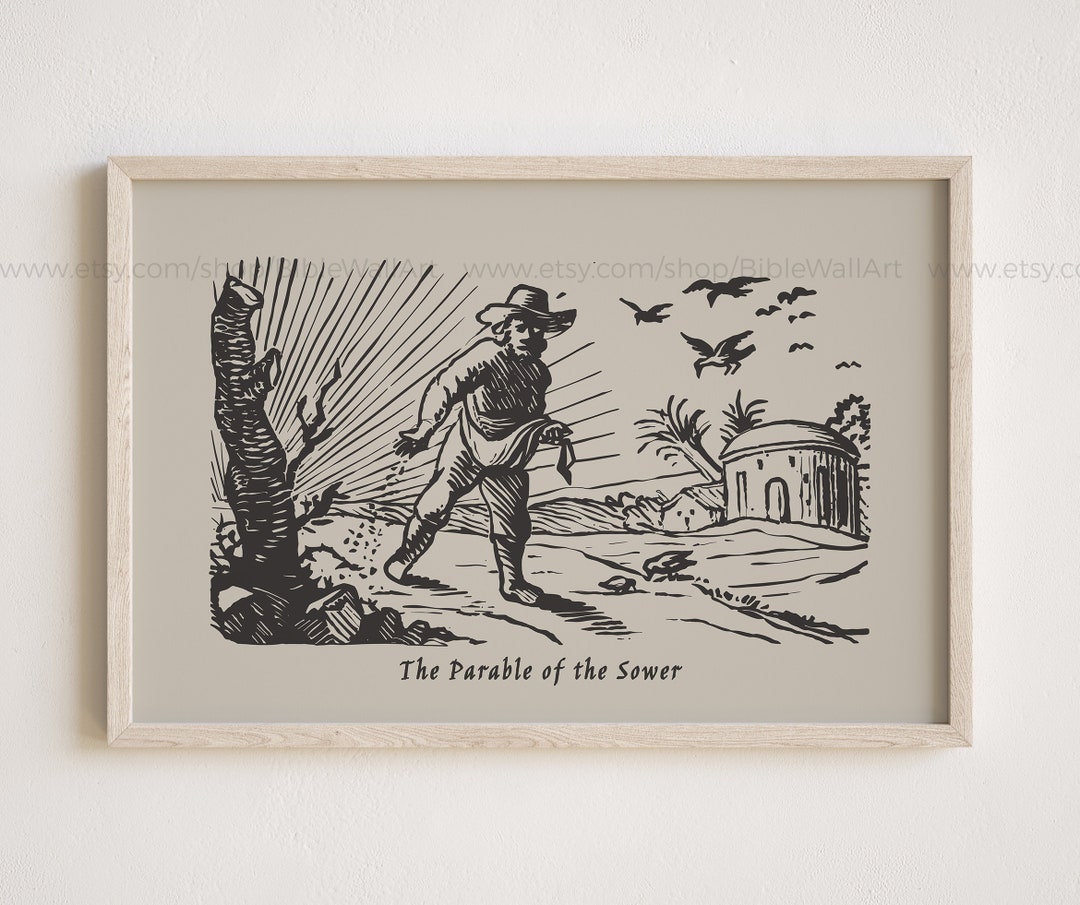 Parable Poster Parable of the Sower – Vintage Rustic Bible Story Print Jesus Parable ...