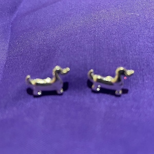 Sterling silver plated sausage dog /dachshund stud earrings