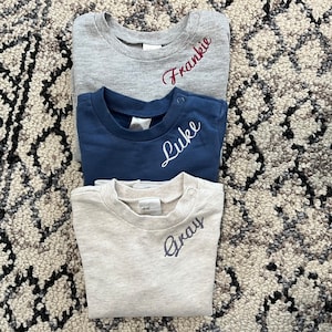 Embroidered Baby/Toddler Personalized Neckline Crewneck Sweatshirt - Birthday, Holiday, New Baby Gift, Custom Embroidered Gift Boy or Girl