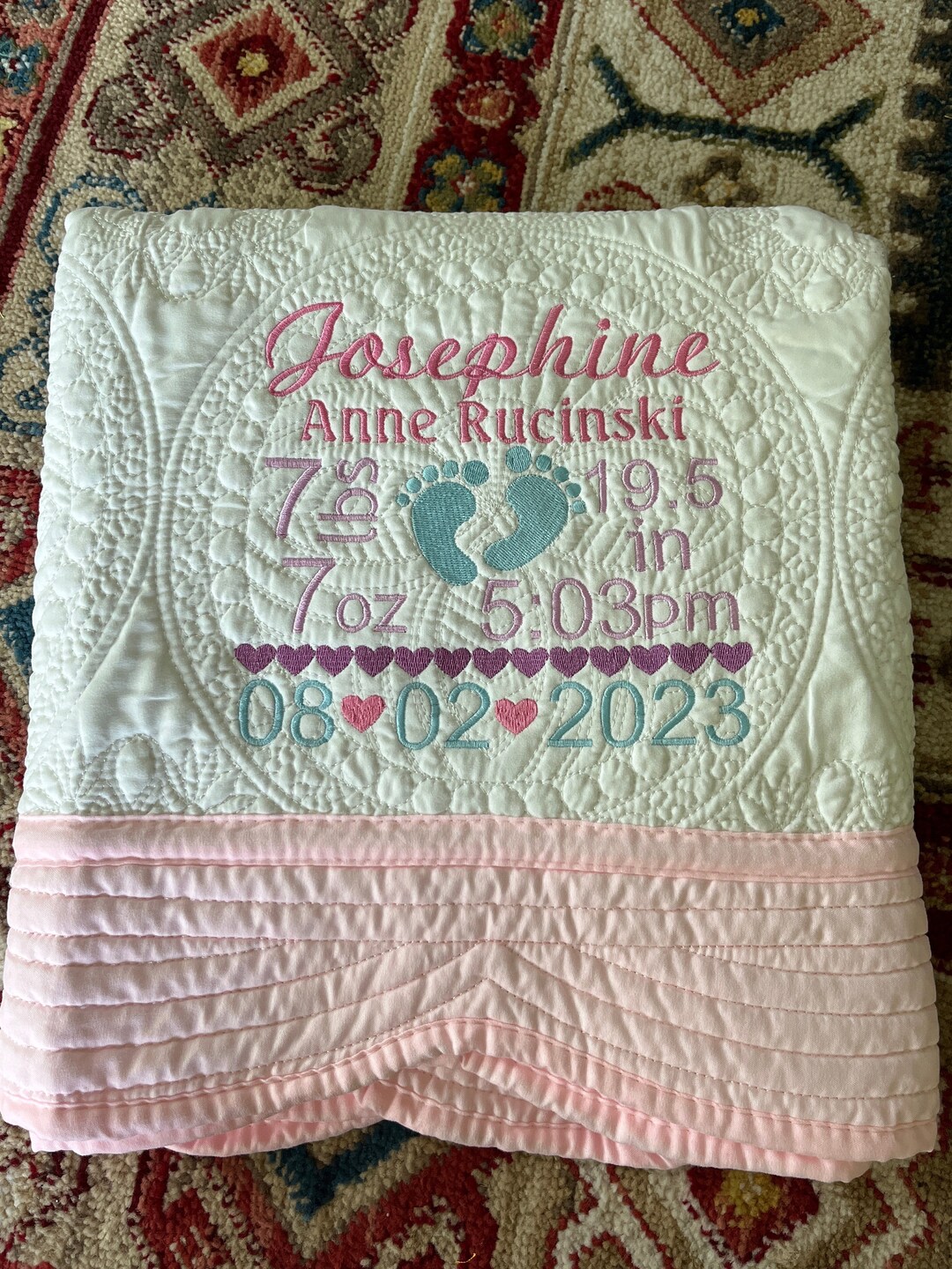 Birth Stat Baby Blanket Soft and Cozy Custom Baby Quilt, New Baby Gift