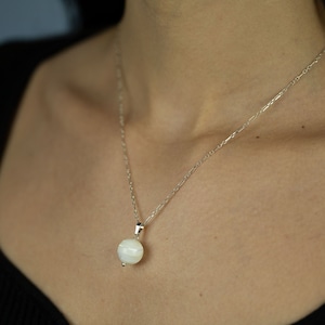 Mother of Pearl Necklace | Pendant Necklace | Sterling Silver Necklace | White Mother of Pearl | Dainty Necklace | Lobster Clasp