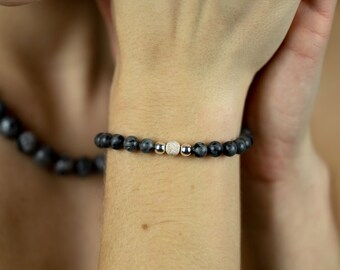 Norwegian Labradorite Bracelet | Sterling Silver Bracelet | Beaded Bracelet | Larvikite | Bracelet For Women | Lobster Clasp