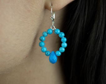 Turquoise Earrings | Dangle Earrings | Sterling Silver Earrings | Hoop Earrings | Pendant Earrings | Turquoise Jewelry | Leverback Earrings
