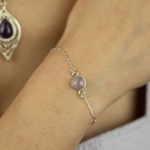 Amethyst Bracelet | Sterling Silver Bracelet | Dainty Bracelet | Chain Bracelet | Purple Amethyst Gemstone | Lobster Clasp