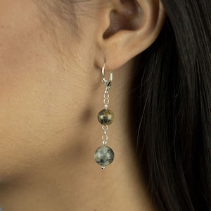 Opal Jewelry Set Personalized Lariat Necklace Beaded Chain Bracelet Dangle Earrings Sterling Silver Jewelry Set Opal Gemstones image 7