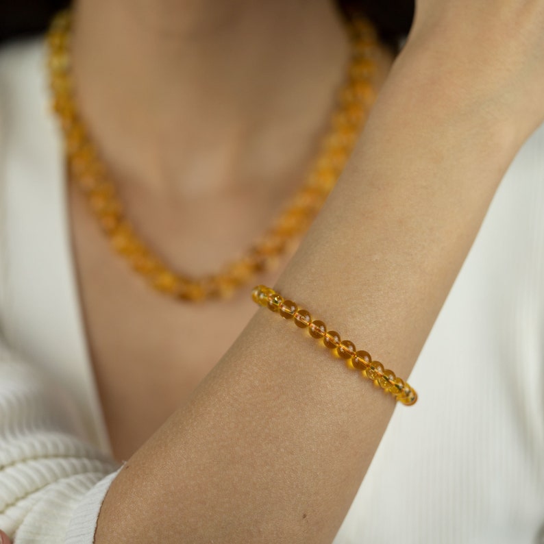 Ensemble de bijoux en citrine Collier de perles bracelet de perles boucles d'oreilles pendantes Ensemble de bijoux en argent sterling Pierres gemmes de citrine jaune image 5