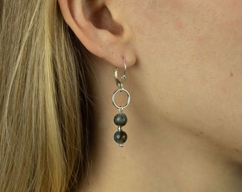 Blue Jasper Earrings | Sterling Silver Earrings | Dangle Earrings | Drop Earrings | Pendant Earrings | Leverback Earrings