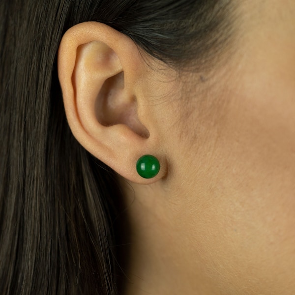 Jade Ohrringe | Ohrstecker | Sterling Silber Ohrringe | Zierliche Ohrringe | Natürliche Grüne Jade Edelsteine | Sicherer Verschluss hinten