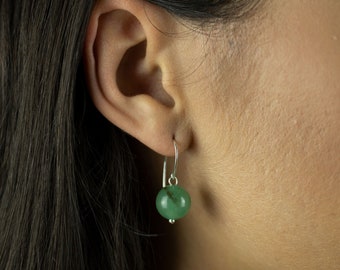 Aventurine Earrings | Dangle Earrings | Sterling Silver | Green Aventurine | Minimalist Earrings | Hook Earwire