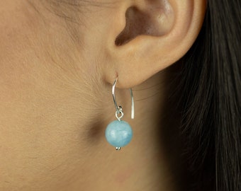 Blue Quartz Earrings | Dangle Earrings | Sterling Silver | Dainty Earrings | Minimalist Earrings | Hook Earwire