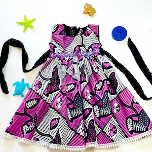 Children&#39;s wax dress, Ankara fabric dress, girls&#39; dress, christening dress, party dress, birthday dress