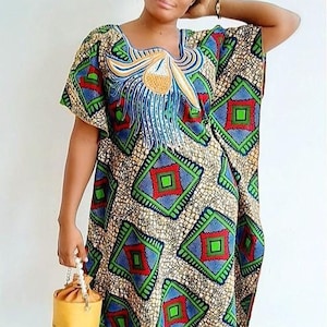Boubou in wax, embroidered boubou wax, Ankara boubou, summer clothing, casual outfit