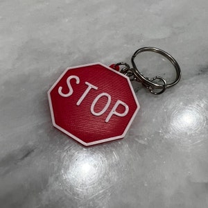 Mini stop sign keychain