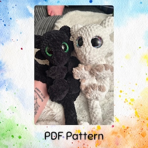 Nocturne and Aurora Fury Dragon Snugglers PDF Crochet Pattern | Us terms | English