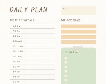 Daily To Do List Printable, Instant Download, Minimal Productivity Planner, Daily Planner, Daily Schedule, Printable Planner