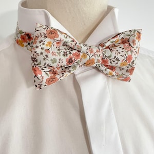 Liberty terracotta bow tie, wedding, baptism, rustic, boho, chic, ceremony, small flowers, Man, Child, Baby
