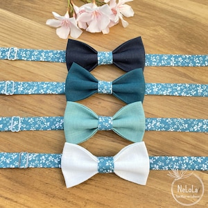 Blue floral bow tie - tiare flower
