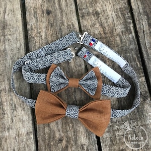 Gray Japanese pattern bow tie