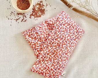 Dry hot water bottle for the neck, filled with organic French flax seeds - long-lasting - natural and comforting warmth - microwaveable - back