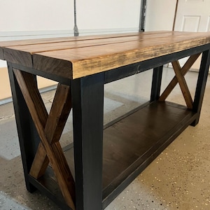 Mesa de entrada hecha a mano con madera auténtica envejecida de 36 a 60 pulgadas de largo, varios colores y tamaños, más ** envío gratis