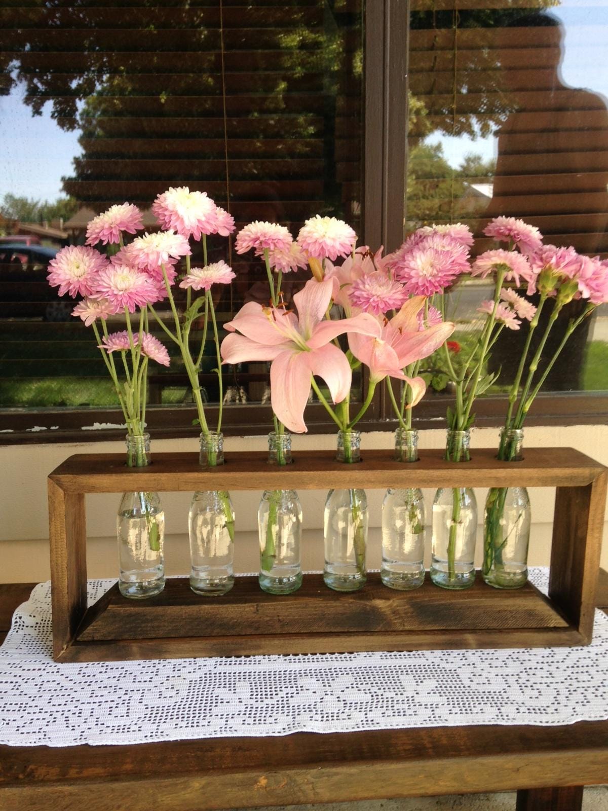 Rustic Wooden Bud Vase Holder