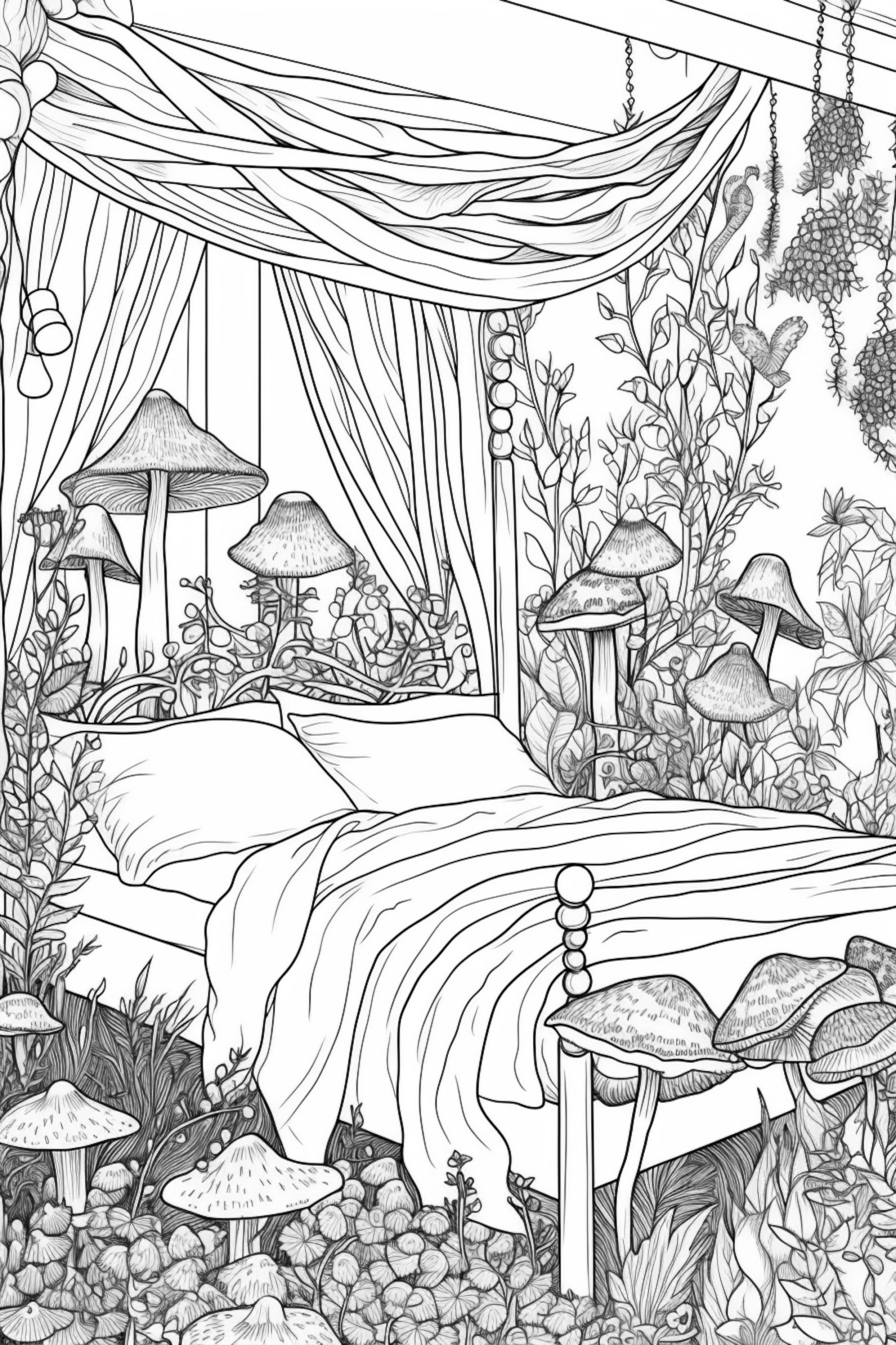 Grayscale Interior Design Coloring for Adults Printable PDF Etsy