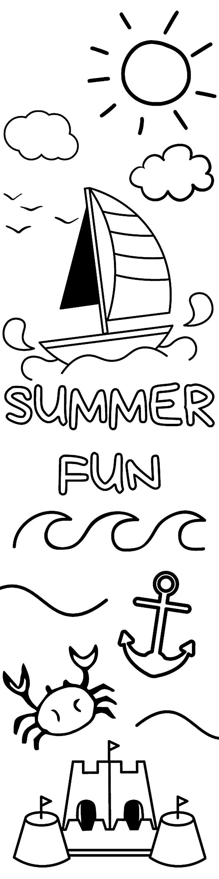 Summer Coloring Bookmarks for Kids Summer Coloring Book Marker for ...