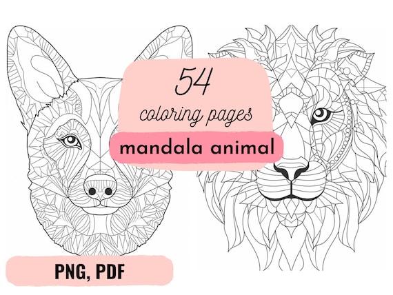 Mandala Geometric Animal Coloring Book for Adults Printable PDF