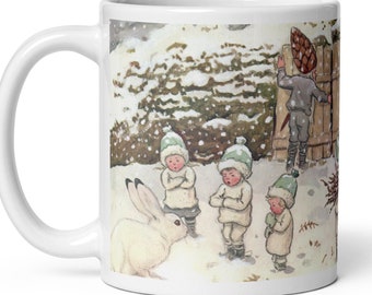 Children of the Forest Mug I Elsa Beskow I Vintage Mug I Mushroom Children Mug I Winter Mug