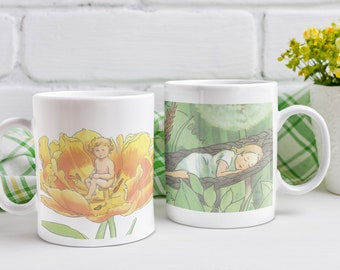 Thumbelina Mug I Vintage Mug I Elsa Beskow Mug I Fairy Mug I Forest Mug I Magical Mug  I Spring Mug I Summer Mug