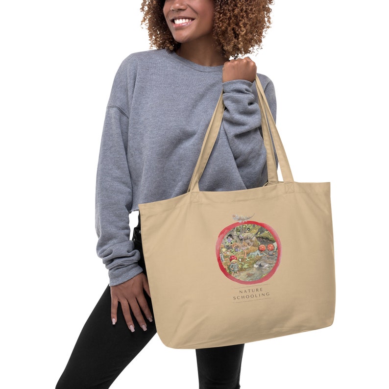 Large organic tote bag I Elsa Beskow I Children of the Forest I Homeschooling Tote I Book Bag