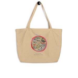 Large organic tote bag I Elsa Beskow I Children of the Forest I Homeschooling Tote I Book Bag