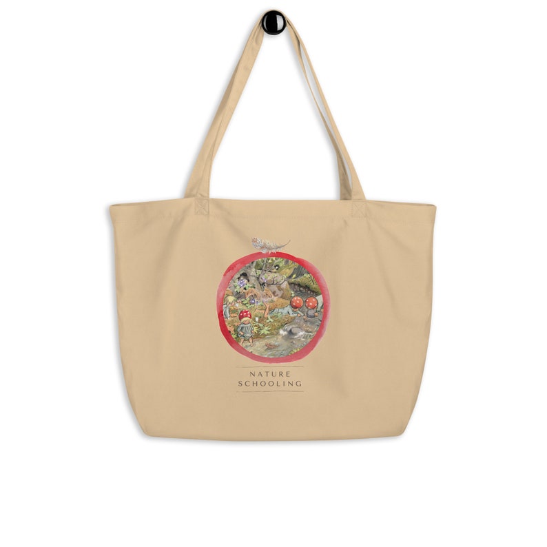 Large organic tote bag I Elsa Beskow I Children of the Forest I Homeschooling Tote I Book Bag