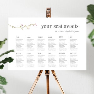 Wedding Seating Bundle - Rose Collection: Seating Chart (vertical/horizontal), Table No., Name Cards, Menu, Bar Menu Templates - printable