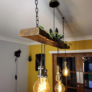 Rustic Wooden Chandelier – Beam Pendant Ceiling Light for Kitchen Island & Dining Table image 3
