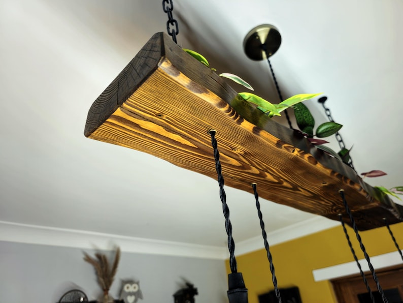 Rustic Wooden Chandelier – Beam Pendant Ceiling Light for Kitchen Island & Dining Table image 5