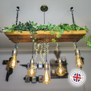 Rustikale Balkenlampe aus Massivholz – Holz Pendelleuchte für Esstisch & Kücheninsel, Industrial Deckenlampe