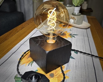 Eiken tafel- en bureaulamp – dimbaar houten eiken nachtkastje plug-in licht
