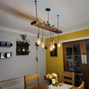 Rustic Wooden Chandelier – Beam Pendant Ceiling Light for Kitchen Island & Dining Table image 6