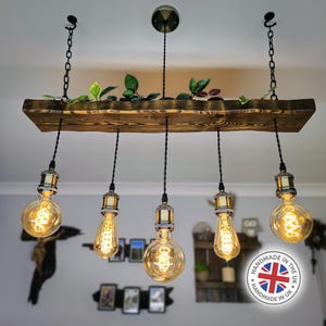 Lampadario rustico in legno – Lampadario a sospensione con travi per isola cucina e tavolo da pranzo